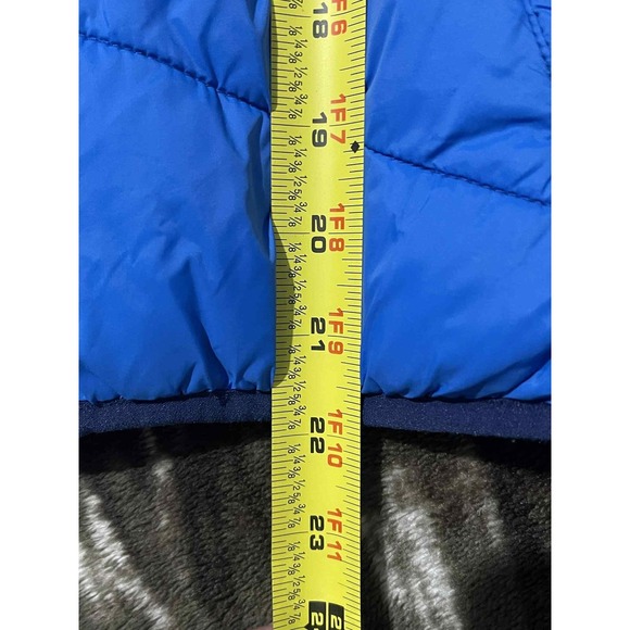 Eddie Bauer Jacket Youth Medium 10/12 Blue Colorblock Hooded Reversible Puffer - Picture 6 of 7